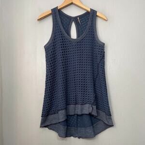 Pete Tunic Tank Size Small Blue Semi Sheer Top Sleeveless Lagenlook Athleisure